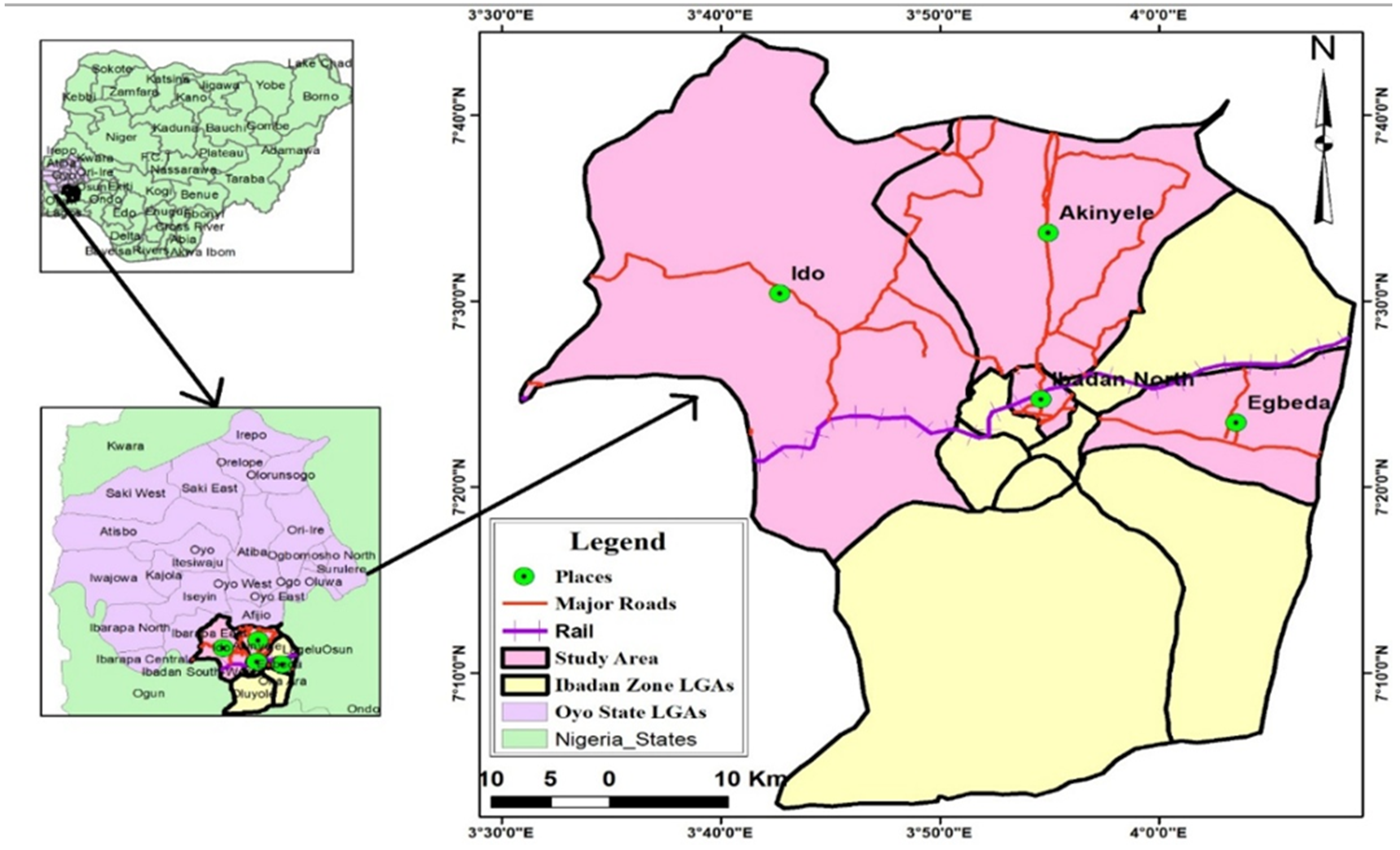 Map of Peri Urban Communities, Ibadan, Nigeria.